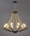 Dope Black Gold 10 Light Farmhouse Chandelier For Dining Room Kitchen Island Foyer Living Room Entryway Rustic Industrial Iron Pendant Light Fixture With Bold Finish And Modern Rustic Appeal, side angle view