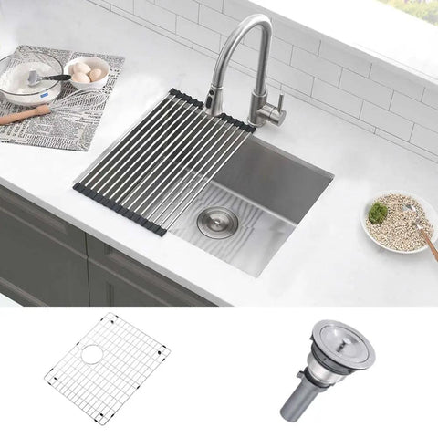 Deep 23 Inch Undermount Stainless Steel Kitchen Sink With 16 Gauge Single Bowl Ultra Durable Rust Resistant Easy Clean