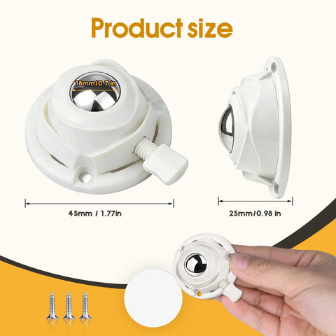 Dimensions of Self Adhesive 1 Inch Mini Swivel Caster Wheels 4 Pack for Furniture and Appliances with hand for scale