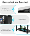 Features of 80 Quart Rolling Ice Chest Cart Portable Outdoor Beverage Cooler With Bottle Opener And Cap Collector And Storage Shelf
