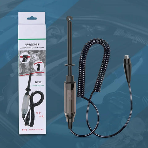 Dope Car Electrical Tester Wire Piercing Cord For Low Voltage Circuits 6V 12V 24V With Light Indicator Hook Probe And Pencil Style Test Light For Cars And Trucks. Packaged automotive circuit tester with coiled cord and hook probe