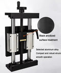 Smooth As Butter Precision Manual Linear Stage Actuator With 100mm Stroke sliding table with black anodized finish and handwheel.