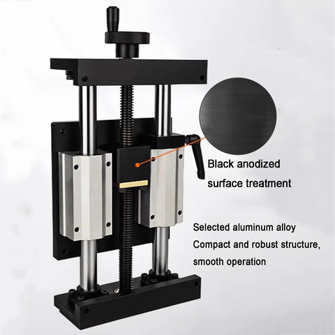 Smooth As Butter Precision Manual Linear Stage Actuator With 100mm Stroke sliding table with black anodized finish and handwheel.