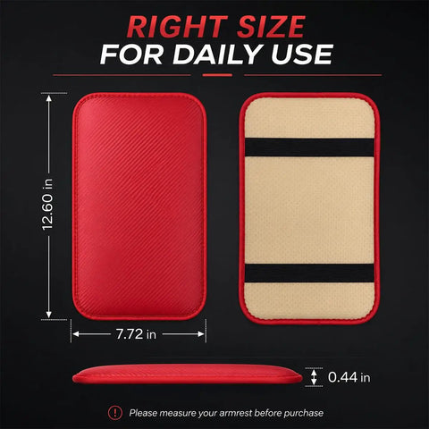 Slick Waterproof Leather Armrest Cover And Universal Center Console Pad For Every Car, measuring 12.6x7.7 inches in fresh wine red.