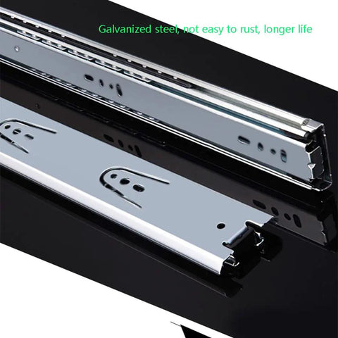 Telescoping Drawer Rails With Soft Close, Beefy And Heavy Duty Stainless Steel Slides, polished surface, side mount