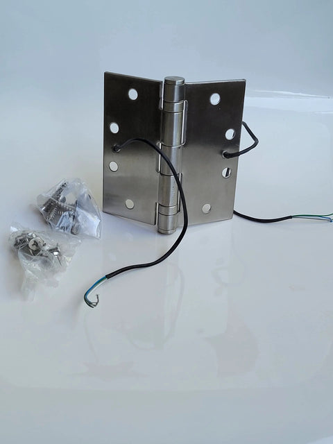 4 Wire Stainless Steel Electrified Hinges 4.5 Inch Square Corner 3.5mm Thick UL Approved for secure access doors and cabinets