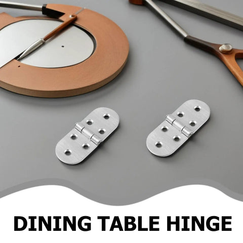 Stainless Steel Folding Table Hinges 4 Pack, Smooth Quiet Operation, Round Edges, 180 Degree Flip Top Hinges on gray surface