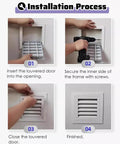 Installation process for 24 X 24 Inch Attic Access Panel And Drywall Vent Cover showing securement steps.
