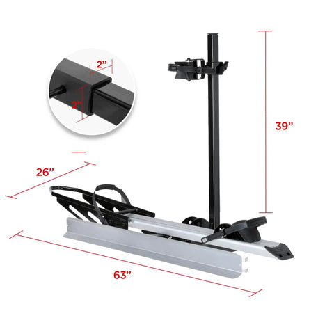 Beefy Ebike Rack Hitch Mount With Ramp Foldable Bike Carrier 100 Lb Capacity Built To Haul Big Electric Or Regular Bikes For Cars SUVs Trucks Trailers And RVs, 2-inch hitch, 63-inch ramp