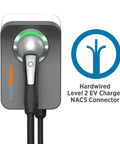 HomeFlex Level 2 EV Charger With NACS Tesla Compatible Hardwired Charging Station showing front view with charging cable