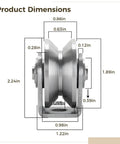 Beefy Heavy Duty Stainless Steel Pulley Kit With Dual Wheel Track System Bolt Attached 2 Pack For Gym Cable Devices V Type Rollers 400 Kg Max Load Perfect For Weight Hoisting, dimension chart