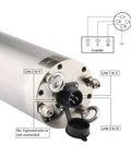 Beefy 5.5kW CNC Water Cooled Spindle ER32 380V Constant Torque Motor showing wiring connections detail