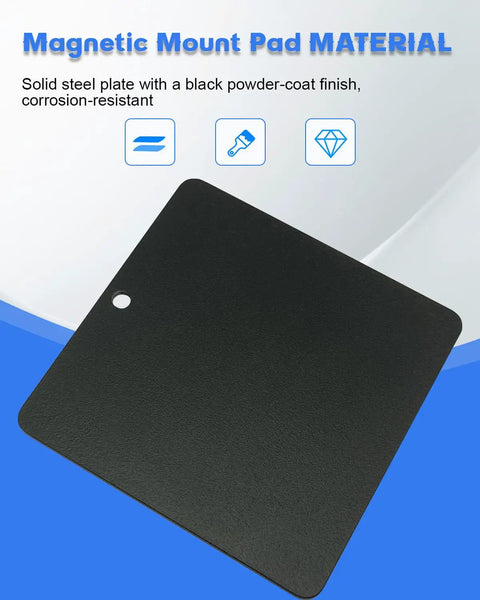 Self Adhesive Magnetic Mount Pad For Aluminum Cabs No Drilling 8 Pack with steel and black powder-coat, corrosion-resistant