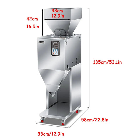 Hassle Free Automatic Powder And Granule Filling Machine With Smart Controls, stainless steel, dimensions 135cm x 58cm x 42cm.