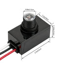2 Pack Dusk To Dawn Photocell Light Sensor Outdoor Lighting Control Switch Black With Wired Connection, showing dimensions.