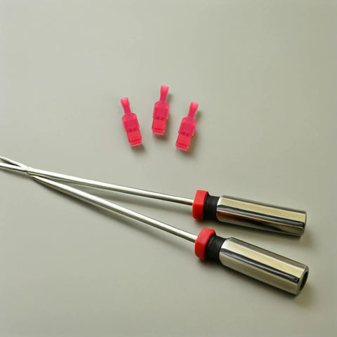Quick Connect Spade Terminal Kit With 60 Pairs Fast Splice Wire Connectors For Soft Electrical Cables And Home Speaker Wiring Without Stripping Or Cutting Old Wires On Complex Setups Today. Red insulated spade connectors with metal tools.