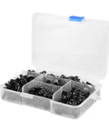 Aluminum Motorcycle Screw Kit 177 Piece Set M5 M6 Fairing Fasteners for Sportbikes in durable black hardware box