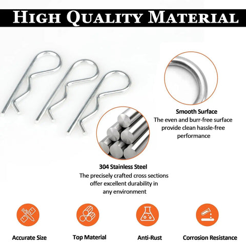 Heavy Duty Hitch Pins R Clips Cotter Pins Set For Secure Locking In Hitch Pin Systems, Zinc Plated Hairpin Assortment Kit, 20 Pcs M3 X 60mm