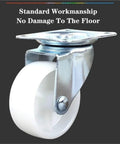 Hella Tough Eight Piece Heavy Duty Casters With Secure Locking Brakes And Smooth White Plate Mount Wheels Optimized For Furniture That Glides Like A Charm Today white wheel caster with silver plate mount and locking mechanism.