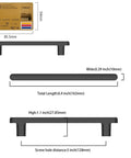 Matte Black Cabinet Pulls Set Of 10 5 Inch Hole Center Drawer Handles For Kitchen Cabinets And Bathroom Vanities Zinc Alloy Hardware ZH0065, dimensions illustration