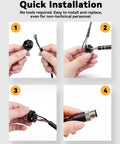 Step-by-step installation of M12 5 Pin Waterproof Sensor Cable showing connector wiring and assembly for factory automation and machinery