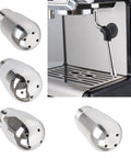 Stainless Steel Coffee Machine Nozzle Head With Four Hole Tip For Frothing Milk, shown on espresso steam wand