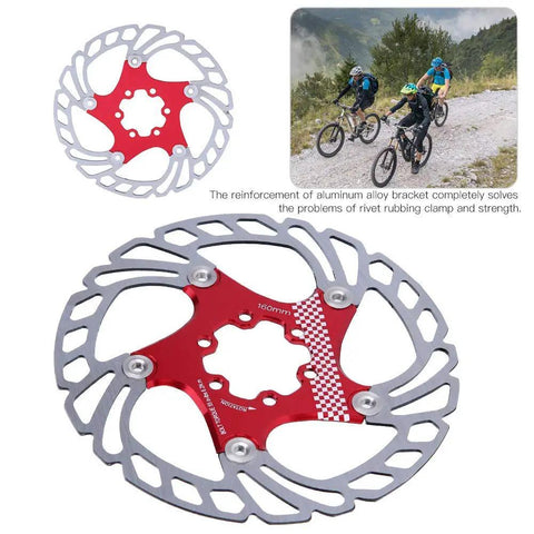 203mm Floating Disc Brake For Mountain Bikes With CNC Precision, featuring red and silver dual-material construction