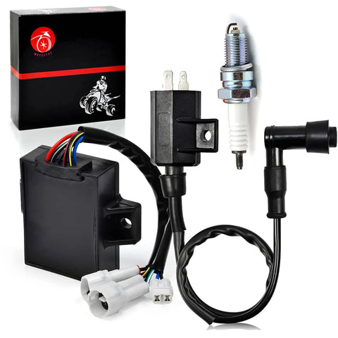 CDI Box Ignition Coil And Spark Plug Kit For Bayou 220 ATV 1988 1989 1990 1991 1992 1993 1994 1995 With OEM Numbers 21119-1226 And 21121-1160 Easy Install And Reliable Performance