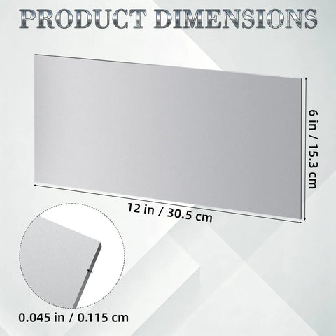 Five Pack 20 Gauge Cold Rolled Sheet Metal Plates In 12 By 6 By 0.045 Inch Size Built For DIY Projects, Fabrication, Prototyping, Welding, and Machinery Repairs dimensions