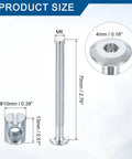 10 Pack M6 X 70Mm Hex Socket Head Screws With Barrel Nuts For Bed Frames Cots Bunk Beds And Chairs Silver Durable Carbon Steel Hardware Set With Slotted Barrel Nuts, showing screw and nut dimensions