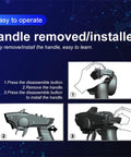 Illustration of Turbo Racing P32 91803GC handle removal and installation steps with user-friendly instructions.