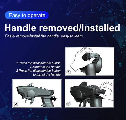 Illustration of Turbo Racing P32 91803GC handle removal and installation steps with user-friendly instructions.