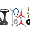 Spoke Tension Meter And Wrench Kit For Bikes 8 Piece Pro Wheel Repair Set with Wrenches, Valve Core Tool, Tire Lever, and Travel Case