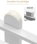 Smooth curved edge detail of White Bamboo Shoe Rack Organizer For Closet And Entryway Free Standing Three Tier Wooden Shoe Shelf