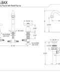 Diagram of Heritage Widespread Lavatory Faucet With Adjustable 8 To 16 Inch Center, Polished Chrome Finish, Built To Last Brass Construction