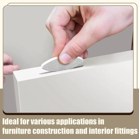 Inserting 50 White PVC Biscuit Joiner Connectors Kit With Self Clamping Plates For DIY Woodworking And Decks, 20mm Size into slot.