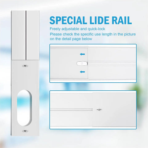 Portable Air Conditioner Window Kit With Adjustable Window Seal And Sliding Track For Universal Ducting