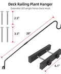 Railing Mount Deck Hook Heavy Duty Shepherds Bracket For Outdoor Plant Hangers And Bird Feeders 360 Degree Rotating Pole With Extended Arm