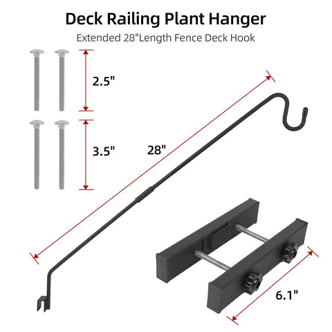 Railing Mount Deck Hook Heavy Duty Shepherds Bracket For Outdoor Plant Hangers And Bird Feeders 360 Degree Rotating Pole With Extended Arm