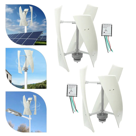 Vertical Wind Turbine Generator 24V 100W with 3 nylon fiber blades and IP67 controller for home use, small biz, and streetlights