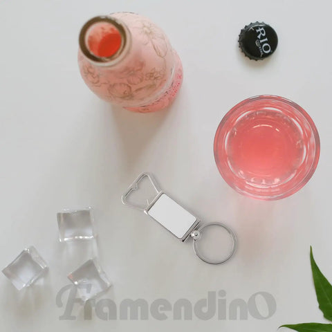 10 Pack Sublimation Blanks Keychains Aluminum Bottle Opener Transfer Key Rings For Custom DIY Gifts And Dope Crafts on table