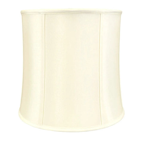 Eggshell Drum Lamp Shade 15 Inch Top Diameter 16 Inch Bottom Diameter 16 Inch Slant Height Silk Type Shantung Fabric Off White Finish