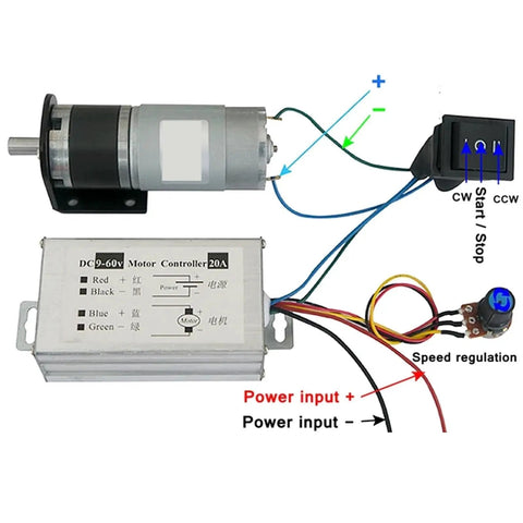 36mm DC Planetary Gear Motor With PWM Speed Control And Governor 12V 24V High Torque Micro Gearbox wiring diagram