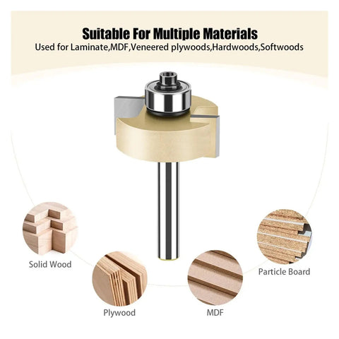 Must Have Heavy Duty Rabbeting Router Bit 1-1/4 In with precision bearing for cutting laminate, MDF, hardwoods, and softwoods.