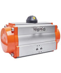 Heavy Duty Aluminum Pneumatic Actuator For Butterfly And Ball Valves Rock Solid Ninety Degree Rotation side view with orange details