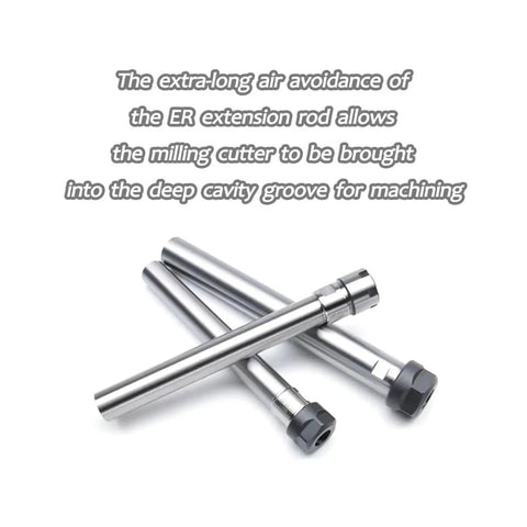 Battle Tested CNC Milling Extension Rod With Heavy Duty ER Collet Sleeve designed for deep cavity machining with extra-long reach.