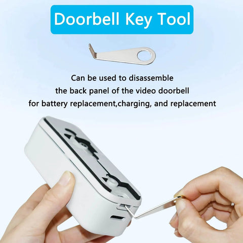 Using doorbell key tool from Six Piece Doorbell Replacement Screws Set For Blink And Ring Video Doorbells to open back panel
