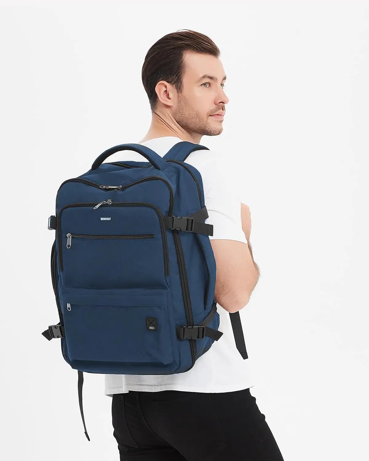 Underseat Travel Backpack Fits Spirit And Frontier Personal Item 18x13.5x8 Inches With Wet Pocket 17 Inch Laptop Compartment Navy Blue For Men And