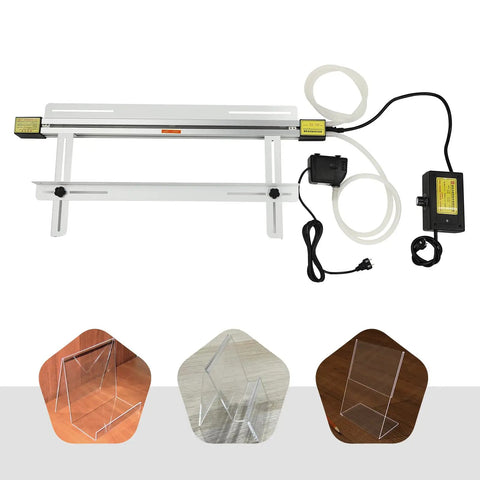 24 Inch PVC Acrylic Bending Machine 1000W Heater For Thick Plastic Sheet Strip Bending Tool With Bracket Manual Heat Bender Kit setup with finished plastic bends.