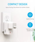 Wireless Remote Control Outlet For Home Appliances With Compact Wall Socket Design, shown plugged into a wall, space-saving layout.